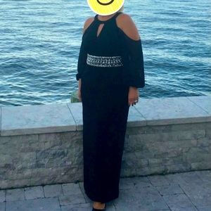 Cold shoulder, Beaded evening gown